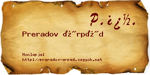 Preradov Árpád névjegykártya